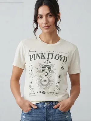 PINK FLOYD Graphic Band Tee M 20” p2p Cream/Black EUC thumbnail 1