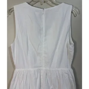 J.Crew Eyelet Mini‎ Dress 8 White Excellent Scalloped Surplice V-Neck thumbnail 8