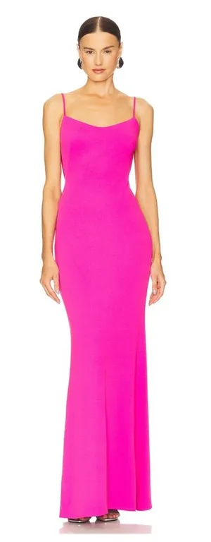 Katie May Gina Hot Pink Spaghetti Strap Formal Gown Size Medium thumbnail 1