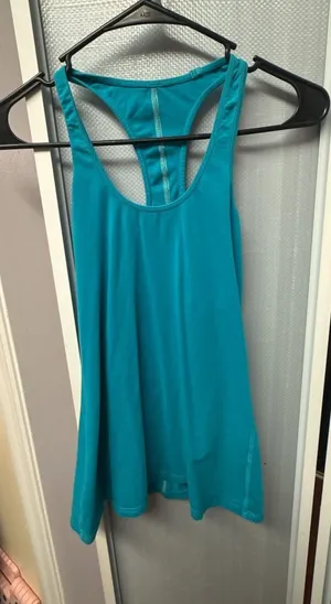 Lululemon Ruched Back Racerback Tank Top Teal thumbnail 1