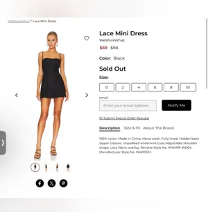 NWT WeWoreWhat Black Lace Mini Dress Sz 10 thumbnail 4