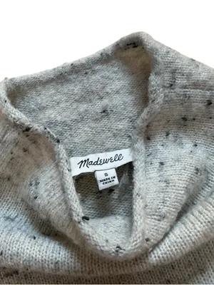 Madewell Gray Nep Merino Wool Blend Mock Neck Rib Knit Sweater Women’s Small Top thumbnail 5