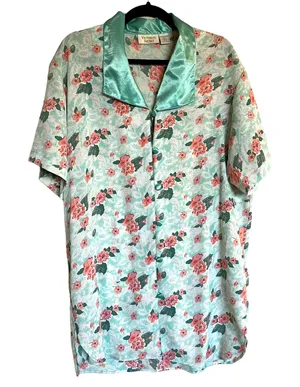 Vintage Victoria's Secret Gold Label Pajama Shirt Robe Button Front Floral Small thumbnail 1