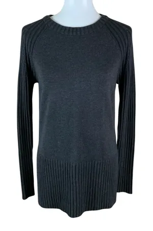Smartwool Charcoal Ribbed Knit Long Sleeve‎ Pullover Thermal Sweater Small thumbnail 1