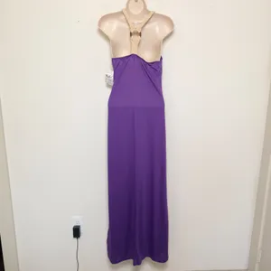 NEW y2k Bongo Women Milkmaid Maxi Dress Purple‎ Braided Macrame Racerback Floral thumbnail 9