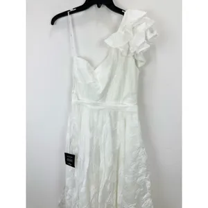 Lulus Sweet Definition White Burnout Ruffled One-Shoulder Midi Dress Large NWT thumbnail 11