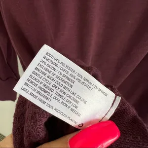 Knox Rose Maroon Lightweight Crewneck Pullover Sweater Top Lace Waffle Knit L thumbnail 9