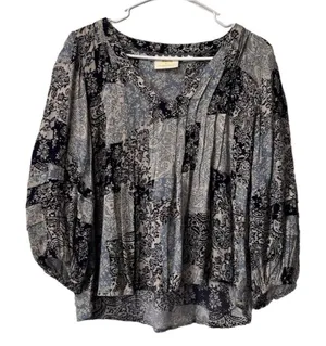 Maeve Anthropologie Size Small Long Sleeve Floral Paisley‎ Blouse Boho Peasant thumbnail 1