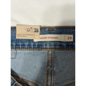 Levis Wedgie Straight High Rise Distressed Raw Hem Jeans Blue 24x28 NEW US Sz 0 thumbnail 9