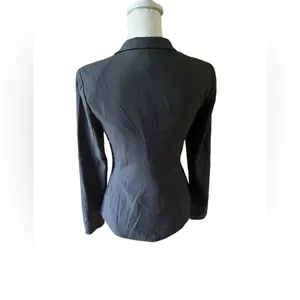 Venus Charcoal Gray Open Front Blazer Notched Lapel Workwear Size 4 thumbnail 4