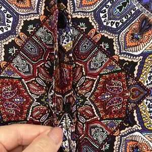 Crosby Large Purple, Red Boho Pattern 70s Button Down Long Sleeve Shirt thumbnail 5