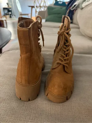 Target Women's Tan Suede Lace-Up Ankle Boots thumbnail 3