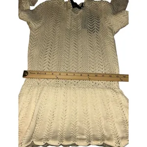 NWT Cynthia Rowley Pointelle Knit Peplum Sweater Dress Cream Size M thumbnail 4