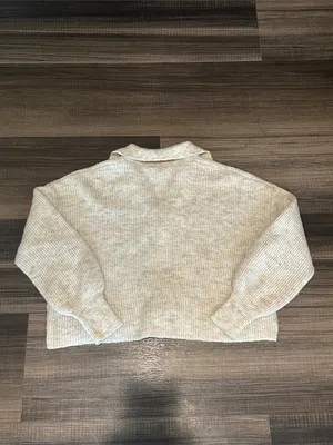 Sincerely Jules Cream Ribbed V-Neck Cropped Sweater thumbnail 3