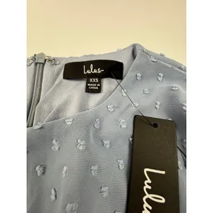Lulus Light Blue Swiss Dot‎ Long Sleeve Wrap Mini Dress XXS New With Tags thumbnail 2