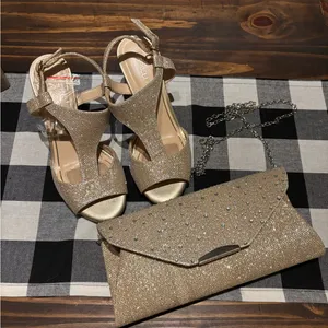 Gold Glitter Heels and Clutch Set 7 thumbnail 1