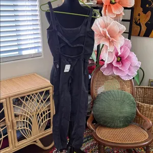 NWT Free People Movement Washed Black Good Karma Ballet Yoga Brunch Onesie thumbnail 2