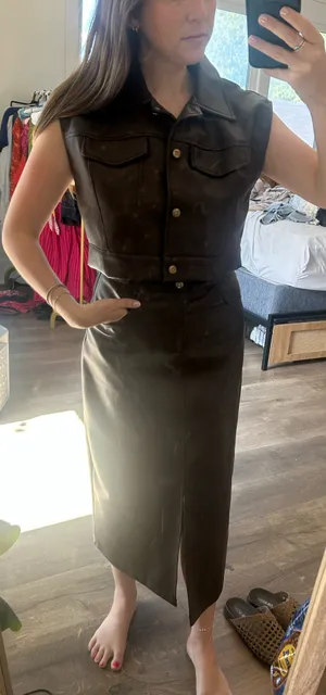 Vegan Brown Leather Top Size L thumbnail 1