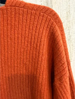 Madewell XS Burnt Orange Merino Wool Alpaca Ribbed Button Cardigan thumbnail 11