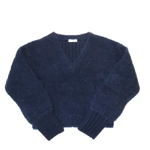 NWT Alexa Chung for Madewell Bobbie Sweater in Navy Blue Alpaca Boucle M thumbnail 6