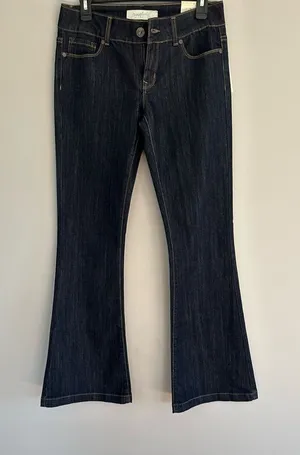 Nitrogen Signature Womens dark Blue Cotton Denim flared Jeans Size 29 thumbnail 1