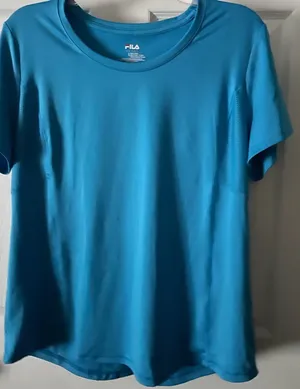 Fila Athletic Golf top Sz Large Cerulean P-P 22 L 24-25” Longer in back EUC thumbnail 1