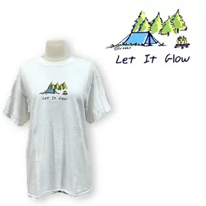 Gildan Co-Edikit White Camping Let It Glow Graphic Shirt Medium thumbnail 10