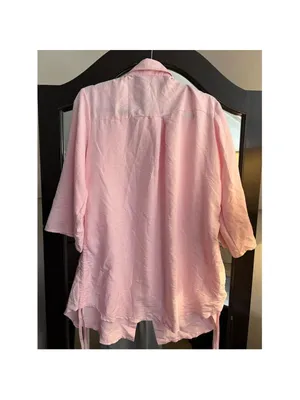 NEW Pink Cover Up Button Down Swimsuit Coverup Drawstring L thumbnail 2