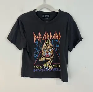 Cotton On Fitted Longline Def Leppard Black 'Hysteria' Graphic Tee Size Small thumbnail 1