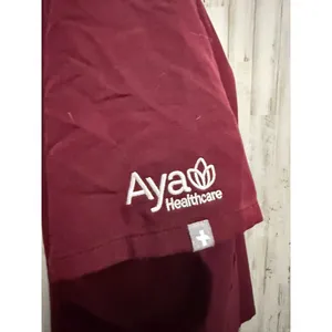 Figs Women's Casma V-Neck Scrub Top Burgundy‎ Medium Short Sleeve Workwear thumbnail 3