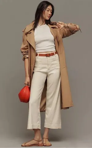Anthropologie Maeve Colette Wide Leg Cropped Patch Pocket Linen Pants in Size 25 thumbnail 1