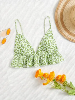 Pastel Green Floral Cami Top Size XS thumbnail 1