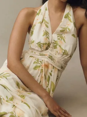 Farm Rio V-Neck Floral Chiffon Maxi Dress, Size S thumbnail 5