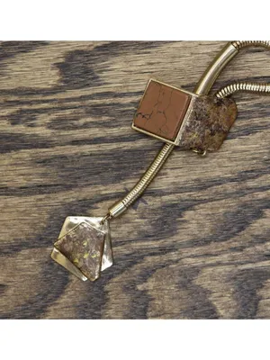 NWT Viola Statement Lariat Necklace & Dangle Earring Set Gold / Brown thumbnail 3