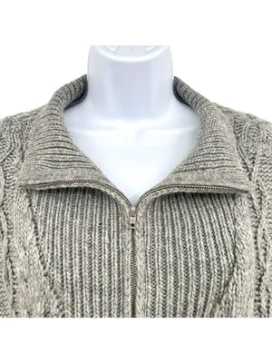 Lucky Brand Gray Cable Knit Half-Zip Pullover Sweater Womens Size Large thumbnail 3