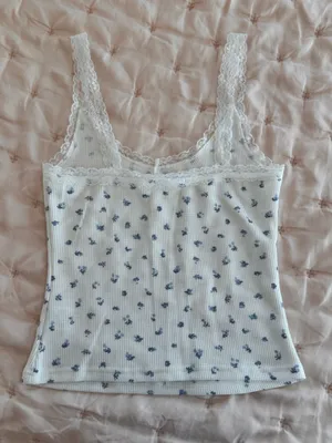 Blue Floral Lace Tank Top thumbnail 2