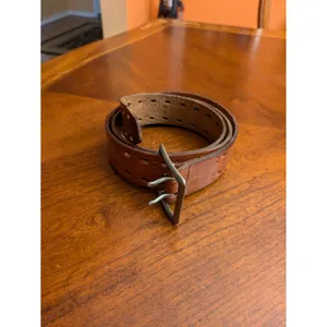 Casual Brown Perforation Casual 1.75" Wide Leather Belt Waist Xl thumbnail 3