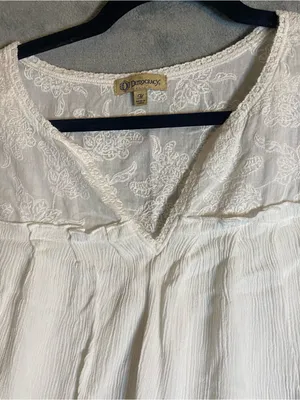 Democracy lace detail short sleeve flowy cottage top size medium hippie festival thumbnail 4
