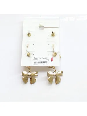 NWT Francesca's Womens Fashion Multi Style 3 Piece Earring Set Gold / Black thumbnail 2