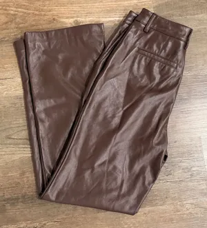 Rachel Zoe Chocolate Brown Faux Leather Pants thumbnail 1