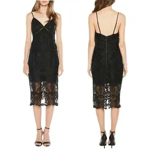 NWT Bardot Lola Lace Slip Dress Size 4 / XS Black Midi Bodycon Cocktail Party thumbnail 10