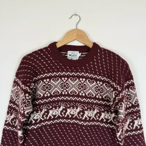 Vintage Woolrich Fair Isle Winter Pullover Maroon Sweater thumbnail 3