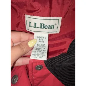 LL Bean Quilted Chore Barn Jacket Ladies Large Red Brown Corduroy Trim VTG thumbnail 5