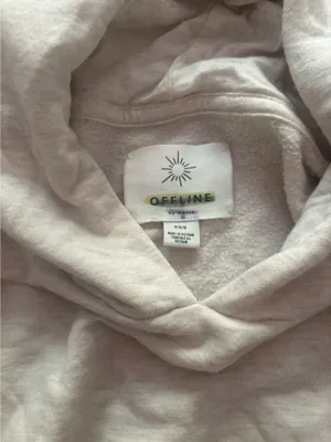 Aerie Offline Cropped Hoodie in Oatmeal thumbnail 3