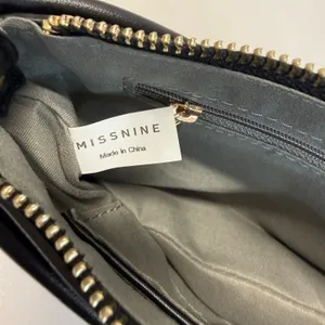 Missnine Black Shoulder Bag Mini Baguette Purse Vegan Leather Gold Chain Zip NEW thumbnail 9