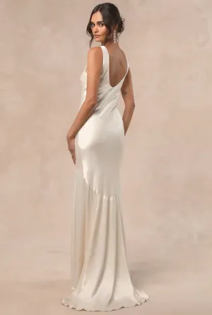 Lulus Champagne Satin Dress thumbnail 2