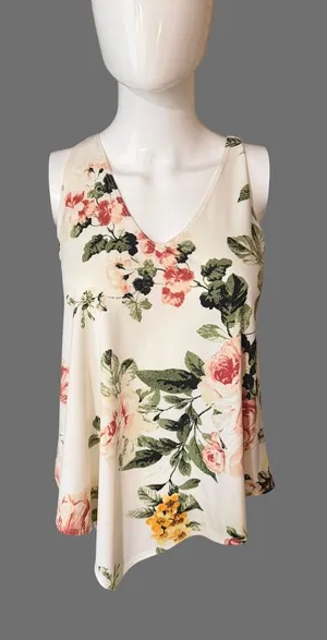 First Love Cream Floral Halter Camisole thumbnail 1