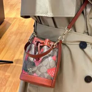 COACH Mini Dempsey Bucket Bag In Signature Canvas With Wild Strawberry CH164 thumbnail 5