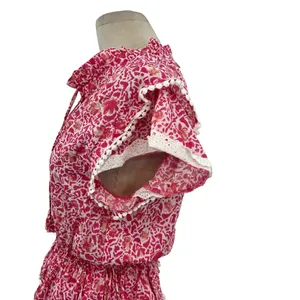 Misa Los Angeles‎ Lilian Dress Tiered Ruffle Animal Floral Print Pink Size XS thumbnail 9