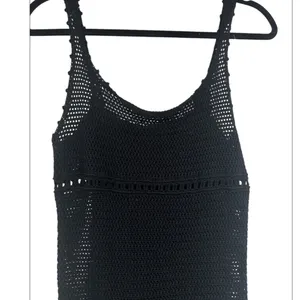 Wilfred black dress loose knit crochet small cotton maxi midi Aritzia thumbnail 2